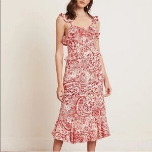 Lucy Paris Red Paisley Ruffle Midi Dress